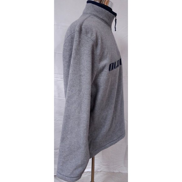 Vtg Old Navy Mens Large Grey 1/4 Zip Spellout Pullover Fleece Sweater Jacket - Picture 6 of 13
